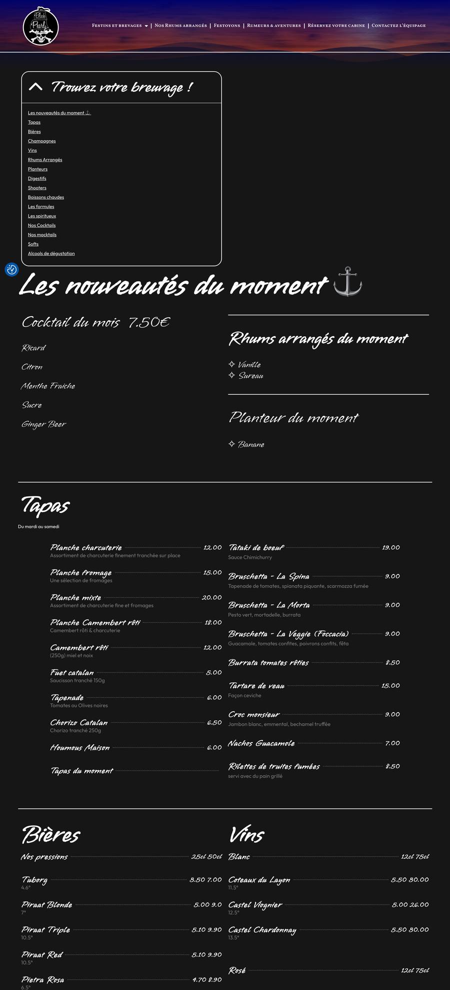 Le Black Pearl — Carte 1 (desktop), original