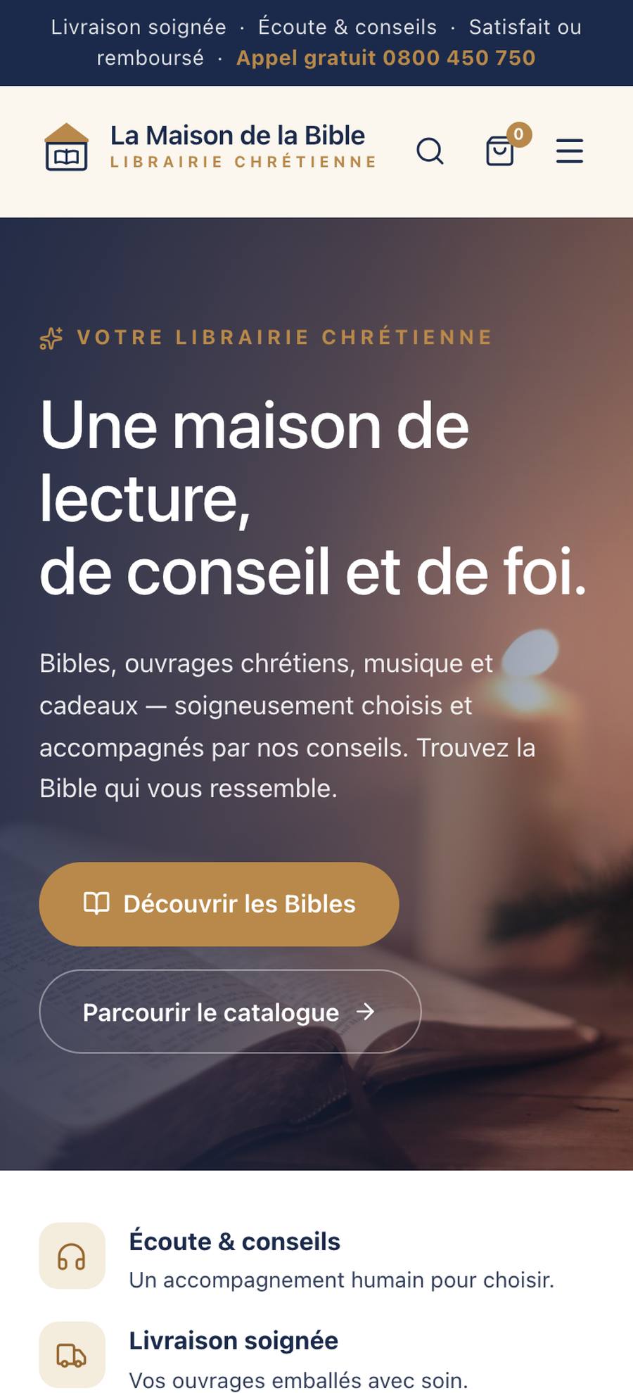 La Maison de la Bible — Home (mobile), rebuilt